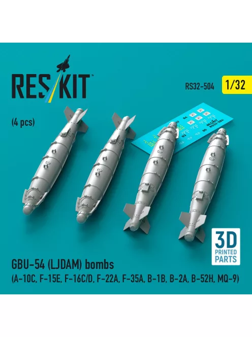 Reskit - GBU-54 (LJDAM) bombs (4 pcs) (A-10C F-15E F-16C/D F-22A F-35A B-1B B-2A B-52H MQ-9) (3D Printed)
