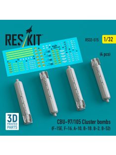   Reskit - CBU-97/105 cluster bombs (4 pcs) (F-15E, F-16, A-10, B-1B, B-2, B-52) (3D Printed)