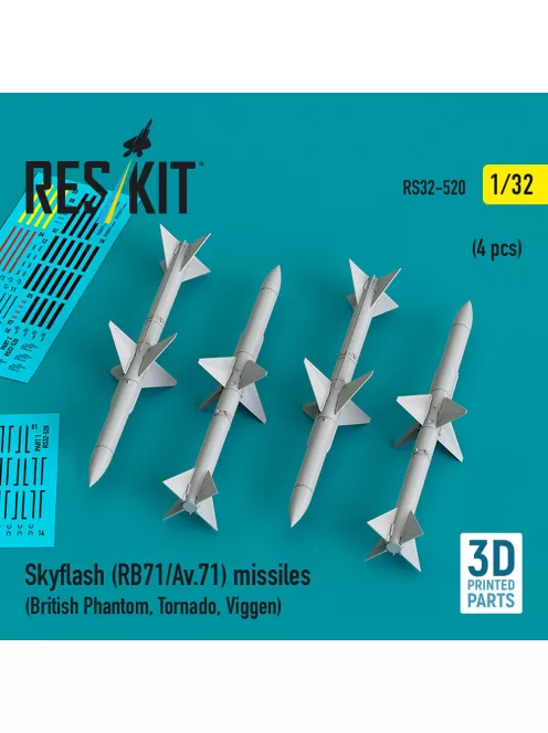 Reskit - Skyflash (RB71/Av.71) missiles (4 pcs) (British Phantom, Tornado, Viggen) (3D Printed)