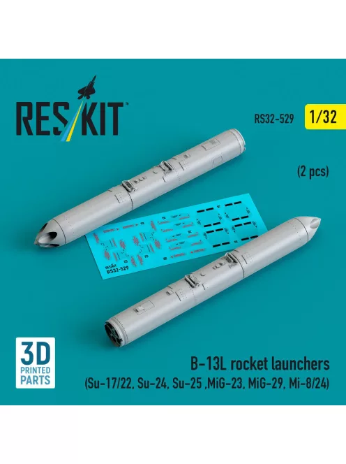 Reskit - B-13L rocket launchers (2 pcs) (Su-17/22, Su-24, Su-25 ,MiG-23, MiG-29, Mi-8/24) (3D Printed)