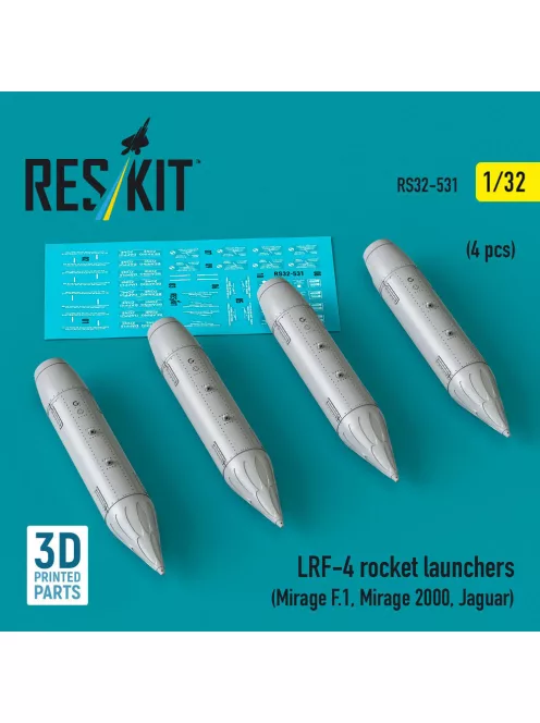 Reskit - LRF-4 rocket launchers (4 pcs) (Mirage F.1, Mirage 2000, Jaguar) (3D Printed)