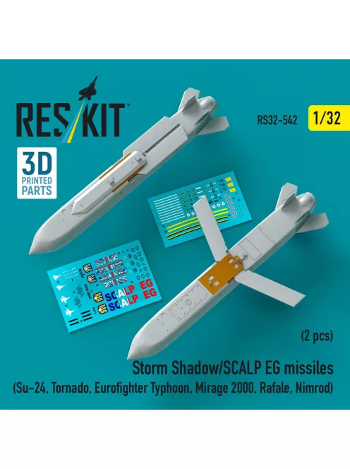 Reskit - Storm Shadow/SCALP EG missiles (2 pcs) (Su-24 Tornado Eurofighter Typhoon Mirage 2000 Rafale Nimrod) (3D Printed)