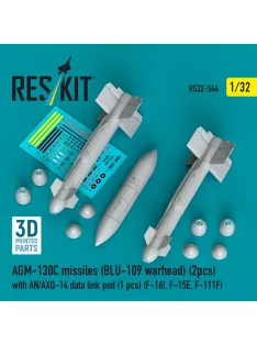   Reskit - AGM-130C missiles (BLU-109 warhead) (2 pcs) with AN/AXQ-14 data link pod (1 pcs) (F-16I, F-15E, F-111F) (3D Printed)