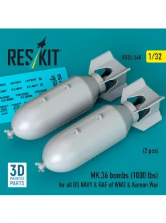   Reskit - MK.36 bombs (1000 lbs) for all US NAVY & RAF of WW2 & Korean War (2 pcs) (3D Printed)