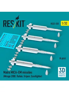   Reskit - Matra MICA-EM missiles (4 pcs) (Mirage 2000 Rafale Gripen Eurofighter) (3D Printed)
