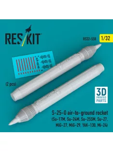  Reskit - S-25-O air-to-ground rocket (2 pcs) (Su-17M, Su-24M, Su-25SM, Su-27, MiG-27, MiG-29, YAK-130, Mi-24) (3D Printed)