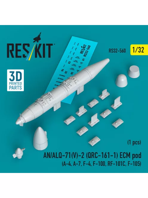 Reskit - AN/ALQ-71(V)-2 (QRC-161-1) ECM pod (1pcs) (A-4, A-7, F-4, F-100, RF-101C, F-105) (3D Printed)