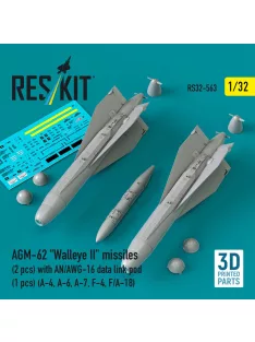   Reskit - AGM-62 Walleye II missiles (2 pcs) with AN/AWG-16 data link pod (1 pcs) (A-4 A-6 A-7 F-4 F/A-18) (3D Printed)