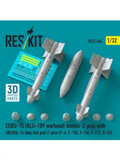   Reskit - EGBU-15 (BLU-109 warhead) bombs (2 pcs) with AN/AXQ-14 data link pod (1 pcs) (F-4 F-15E F-16I F-111 B-52) (3D Printed)