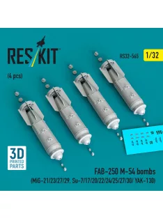   Reskit - FAB-250 ?-54 bombs (4 pcs) (MiG-21/23/27/29, Su-7/17/20/22/24/25/27/30/ YAK-130) (3D Printed)