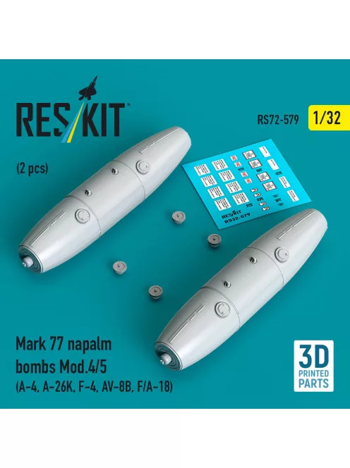 Reskit - Mark 77 napalm bombs Mod. (2 pcs) (A-4 A-26K F-4 AV-8B F/A-18) (3D Printed)