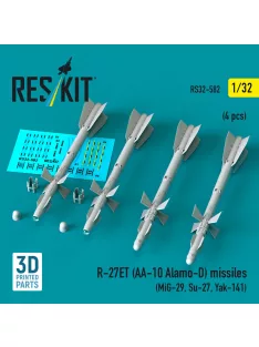   Reskit - R-27ET (AA-10 Alamo-D) missiles (4 pcs) (MiG-29 Su-27 Yak-141) (3D Printed)