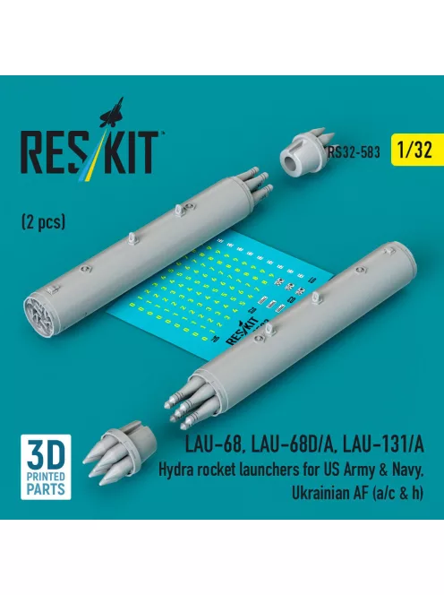 Reskit - LAU-68 LAU-68D/A LAU-131/A Hydra rocket launchers for US Army & Navy Ukrainian AF (a/c & h) (2 pcs) (3D Printed)