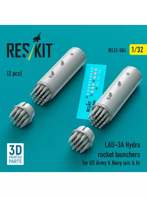 Reskit - LAU-3A Hydra rocket launchers for US Army & Navy (a/c & h) (2 pcs) (3D Printed)