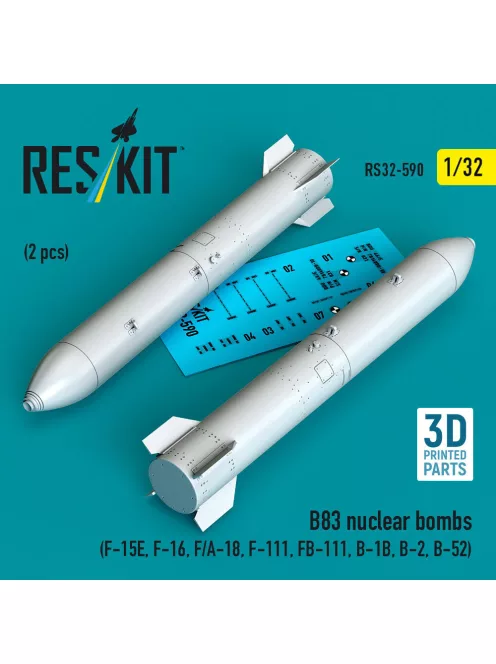 Reskit - B83 nuclear bombs (2 pcs) (F-15E, F-16, F/A-18, F-111, FB-111, B-1B, B-2, B-52) (3D Printed)