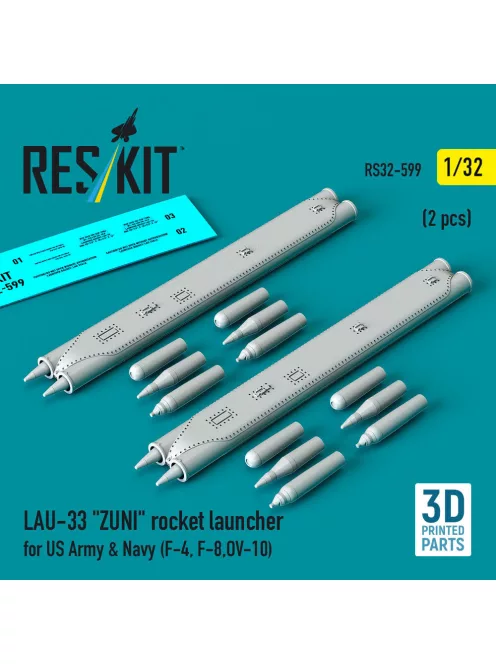 Reskit - LAU-33 ZUNI rocket launcher for US Army & Navy (2 pcs) (F-4 F-8 OV-10) (3D Printed)