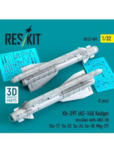   Reskit - Kh-29T (AS-14B Kedge) missiles with AKU-58 (2 pcs) (Su-17 Su-25 Su-24 Su-30 Mig-27) (3D Printed)