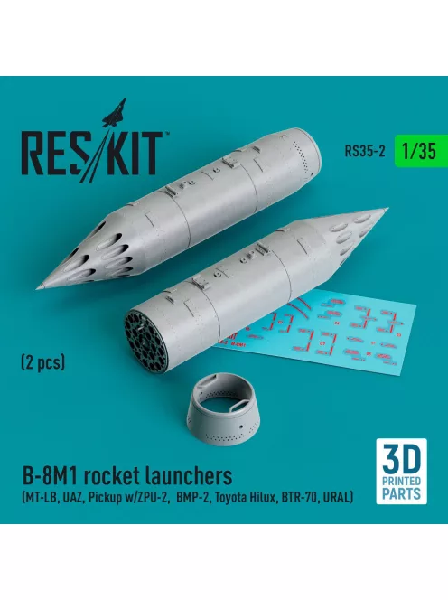 Reskit - B-8M1 rocket launchers (2 pcs) (MT-LB UAZ Pickup w/ZPU-2 BMP-2 Toyota Hilux BTR-70 URAL) (3D Printed)