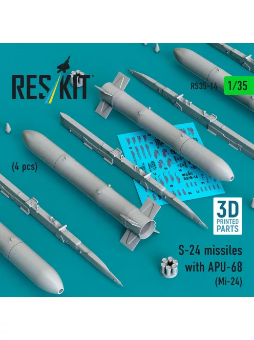 Reskit - S-24 missiles with APU-68 (4 pcs) (Mi-24) (3D Printed)