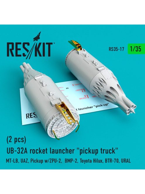 Reskit - UB-32A rocket launchers "pickup truck" (2 pcs) (MT-LB, UAZ, Pickup w/ZPU-2,  BMP-2, Toyota Hilux, BT