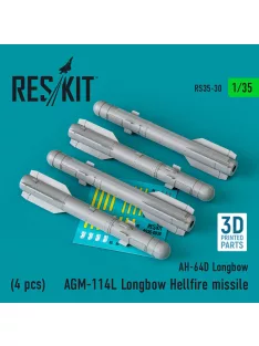   Reskit - AGM-114L Longbow Hellfire missiles (4 pcs)(AH-64D Longbow) (3D Printed)