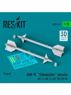   Reskit - AIM-9L "Sidewinder" missile (AH-1J, AH-1Z, AH-1W, AH-64) (2 pcs) (3D Printed) (1/35)