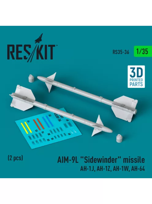 Reskit - AIM-9L "Sidewinder" missile (AH-1J, AH-1Z, AH-1W, AH-64) (2 pcs) (3D Printed) (1/35)