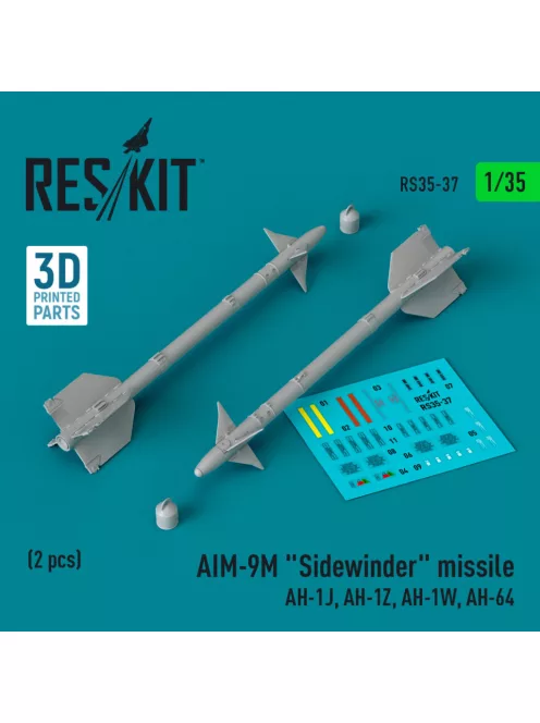 Reskit - AIM-9M "Sidewinder" missile (AH-1J, AH-1Z, AH-1W, AH-64) (2 pcs) (3D Printed) (1/35)