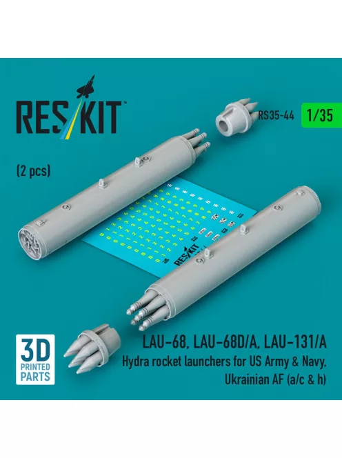 Reskit - LAU-68 LAU-68D/A LAU-131/A Hydra rocket launchers for US Army & Navy Ukrainian AF (a/c & h) (2pcs) (3D Printed)