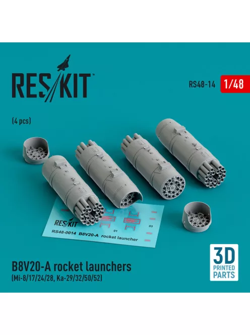 Reskit - B8V20-? rocket launchers (4 pcs) (Mi- / Ka- / ) (3D Printed)