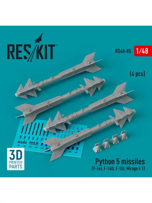 Reskit - Python 5 missiles (4 pcs) (F-16I F-16D F-15I Mirage F.1) (3D Printed)