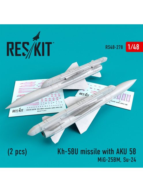 Reskit - Kh-58U missiles with AKU 58 (2 pcs) (MiG-25BM, Su-24) (1/48)