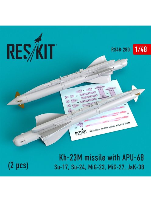Reskit - Kh-23M missiles with APU-68 (2 pcs)(Su-17, Su-24, MiG-23, MiG-27, JaK-38) (1/48)