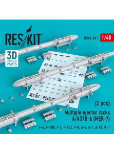   Reskit - Multiple ejector racks A/A37B-6 (MER-7) (3 pcs) (F-4 F-100 F-5 F-105 F-8 A-4 A-7 A-10 Kfir) (3D Printed)