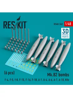   Reskit - Mk.82 bombs (6 pcs) (F-4, F-5, F-8, F-15, F-16, F-18, A-1, A-4, A-6, A-7, A-10, Kfir) (3D Printed)