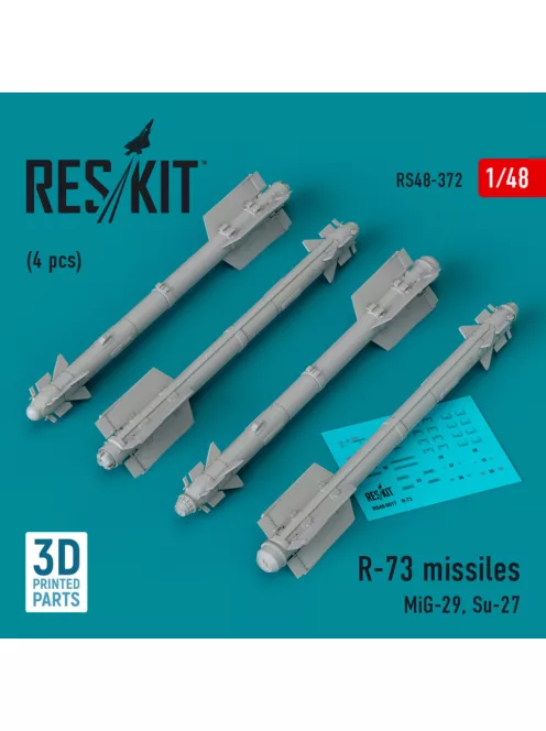 Reskit - R-73 missiles (4 pcs) (MiG-29, Su-27) (3D Printed) (1/48)