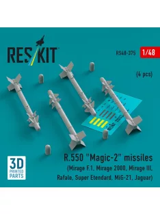   Reskit - R.550 Magic-2 missiles (4 pcs) (Mirage F.1 Mirage 2000 Mirage III Rafale Super Etendard MiG-21 Jaguar) (3D Printed)