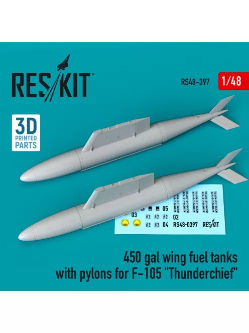 Reskit - 450 gal wing fuel tanks with pylons for F-105 Thunderchief (2 pcs)