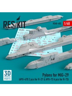   Reskit - Pylons for MiG-29 (APU-470 2 pcs for R-27 & APU-73 4 pcs for R-73) (1/48)