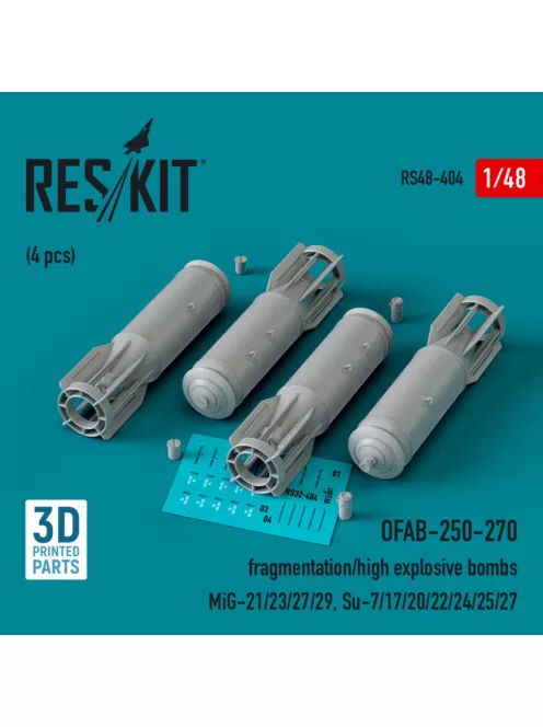 Reskit - OFAB-250-270 fragmentation/high explosive bombs (4 pcs) (MiG-21/23/27/29, Su-7/17/20/22/24/25/27) (3