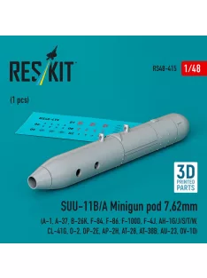   Reskit - SUU-11B/A Minigun pod 7,62mm (1 pcs) (A-1, A-37, B-26K, F-84, F-86, F-100D, F-4J, AH-1G/J/S/T/W, CL-41G, O-2, OP-2E, AP-2H, AT-28, AT-38B, AU-23, OV-10) (3D Printed)