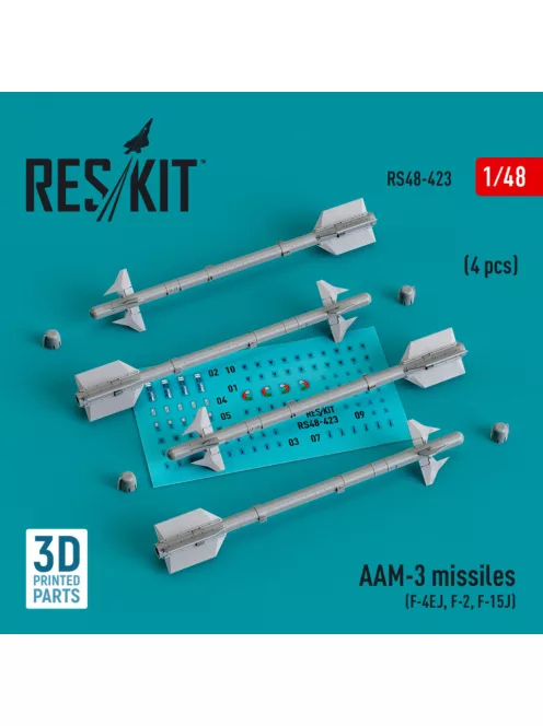 Reskit - AAM-3 missiles (4 pcs) (F-4EJ, F-2, F-15J) (3D Printed) (1/48)
