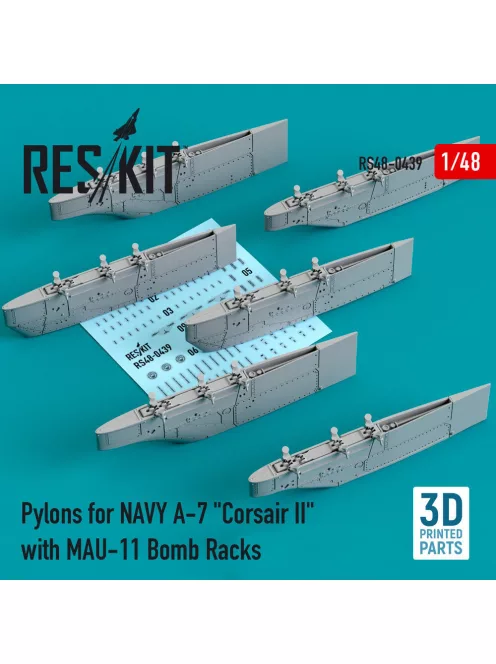 Reskit - Pylons for NAVY A-7 Corsair II with MAU-11 Bomb Racks (3D Printed)