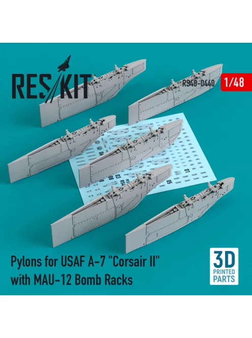 Reskit - Pylons for USAF A-7 Corsair II with MAU-12 Bomb Racks (3D Printed)