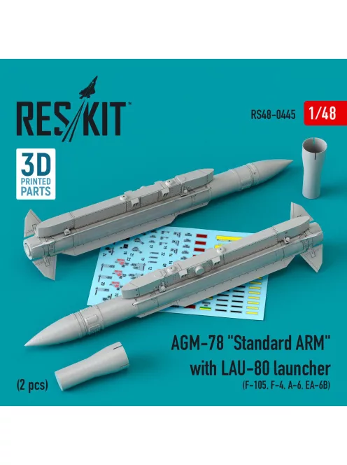 Reskit - AGM-78 Standard ARM with LAU-80 launcher (2 pcs) (F-105,F-4,A-6,EA-6B) (3D Printed)