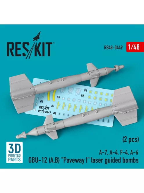 Reskit - GBU-12 (A,B) Paveway I laser guided bombs (2 pcs) (A-7, A-4, F-4, A-6) (3D Printed)