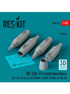  Reskit - UB-32A-73 rocket launchers (4 pcs) (Su-7,Su-17,Su-24,Su-25,MiG-21,MiG-23,MiG-27,YaK-38) (3D Printed)