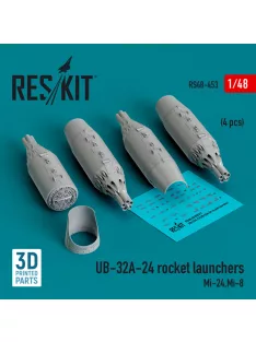   Reskit - UB-32A-24 rocket launchers (4 pcs) (Mi-24,Mi-8) (3D Printed) (1/48)