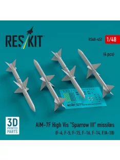   Reskit - AIM-7F High Vis Sparrow III missiles (4 pcs) (F-4 F-5 F-15 F-16 F-14 F/A-18) (3D Printed)