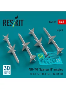   Reskit - AIM-7M Sparrow III missiles (4 pcs) (F-4, F-5, F-15, F-16, F-14, F/A-18) (3D Printed)